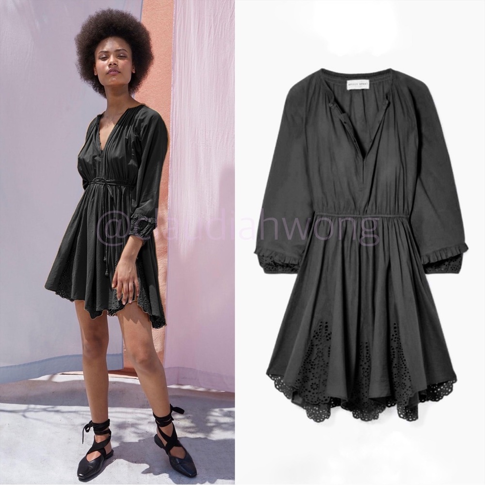 APIECE APART Broderie Anglaise Mini Dress in Black